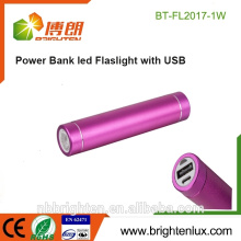 Batería de aluminio al por mayor más barata del metal 1 * 18650 Batería promocional mejor mini banco de la carga del USB con la linterna